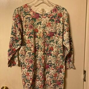 Vtg 90s Gold Label Victoria's Secret Pink Floral 100% Cotton Night Shirt Size S